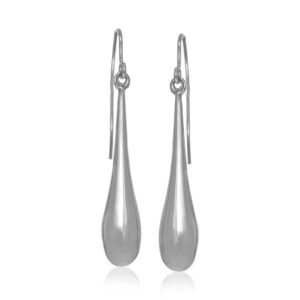 14k White Gold Long Teardrop Dangling Earrings