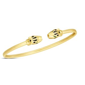 Panther Head Bangle 14k Solid Gold (3 mm)