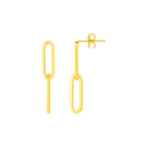 14K Gold Two Link Paperclip Chain Earrings