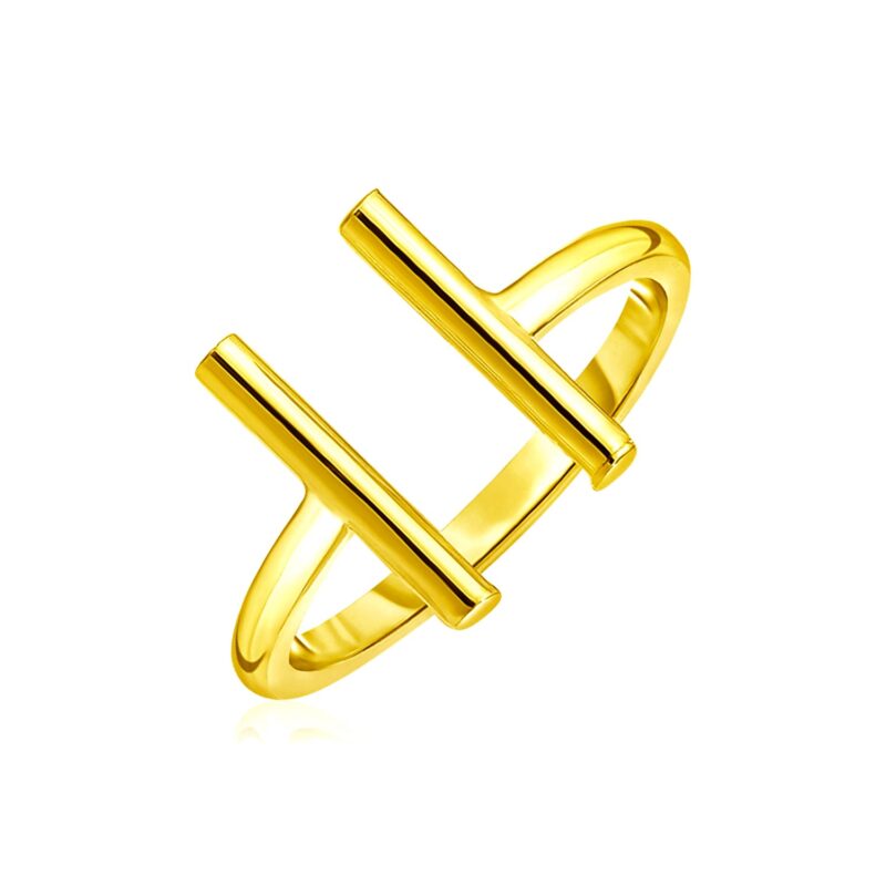 14k solid Gold Double Bar Open Ring for women minimalist stylish