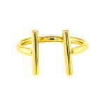 14k solid Gold Double Bar Open Ring
