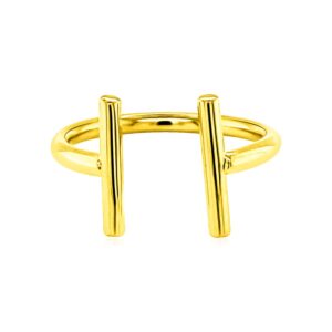 14k solid Gold Double Bar Open Ring