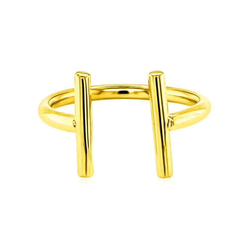 14k solid Gold Double Bar Open Ring