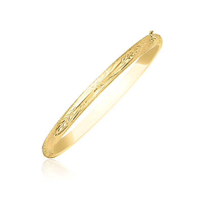 Florentine Bangle 10k Gold Botanical Pattern (5.00 mm)