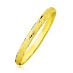 10k Yellow Gold Bangle Slender Diamond Pattern Textured (6.00 mm)