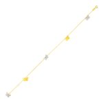 Butterfly Anklet for Women 14k Gold and White Two Tone