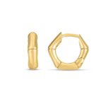 14k Gold Bamboo Huggie Hoops