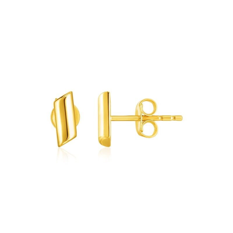 Rectangular Post Stud Earrings 14k Gold Polished