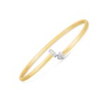 14k Two Tone Gold Diamond Hardware Bangle Bracelet 3mm