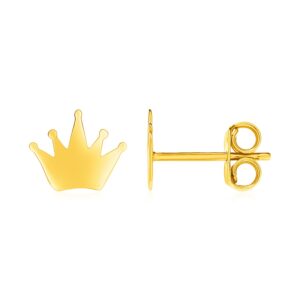 14k Gold Crown Post Stud Earrings