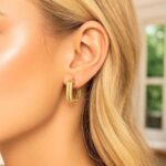 Double Row Square Tube Hoop Earrings in 14K Yellow Gold