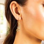 Double Spiral Dangling Earrings 14k Two Tone Gold for Women Double Spiral Dangling Earrings 14k Two Tone Gold for Women