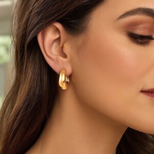 Electroform 14K Yellow Gold Chunky Tapered Hoop Earrings