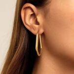 Geometric Oval Hoop Earrings in 10K Yellow Gold Geometric Oval Hoop Earrings in 10K Yellow Gold