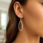 Long Open Teardrop Dangle Earrings 14K White Gold Long Open Teardrop Dangle Earrings 14K White Gold