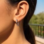 Real 10k White Gold 3mm x 15mm Hoop Earrings