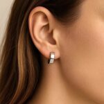 Real 10k White Gold Small 12mm Hinged Hoop Earrings