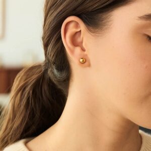 Real 10k Yellow Gold 6mm Ball Stud Earrings