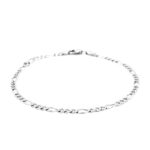 Real 14K White Gold Figaro Anklet 2.6mm