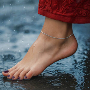 Real 14K White Gold Sparkle Anklet 1.5mm