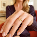 Real 14K Yellow Gold Double Bar Open Ring