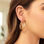 Real 14K Yellow Gold Large Chunky Oval Hoop Earrings Real 14K Yellow Gold Large Chunky Oval Hoop Earrings