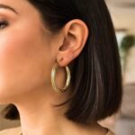 Real 14K Yellow Gold Large Twisted Hoops Earrings 40mm