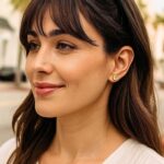 Real 14K Yellow Gold Puffy Half Moon Stud Earrings