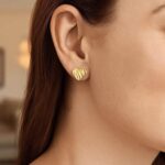 Real 14K Yellow Gold Scribble Heart Stud Earrings Real 14K Yellow Gold Scribble Heart Stud Earrings