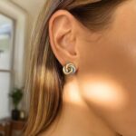 Real 14k Two-Tone Gold Intertwined Open Circle Stud Earrings