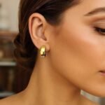 Real 14k Two-Tone Gold Small Reversible Hinged Hoop Earrings