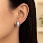 Real 14k Two-Tone Gold Small Thick Diamond Cut Hoop Earrings Real 14k Two-Tone Gold Small Thick Diamond Cut Hoop Earrings