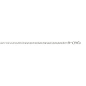 Real 14k White Gold Curb Link Anklet 2.6mm 10 Inch