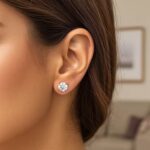 Real 14k White Gold Faceted 6mm Cubic Zirconia Stud Earrings