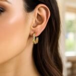 Real 14k Yellow Gold 15mm Small Crossover Hoop Earrings