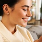 Real 14k Yellow Gold Simple Small Cross Stud Earrings