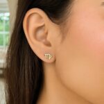 Real 14k Yellow Gold Virgo Stud Earrings