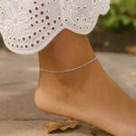 Solid 10K White Gold Singapore Anklet for Women 1.5mm