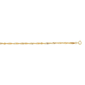 Solid 10K Yellow Gold Singapore Chain Anklet 2.2mm 10 Inch