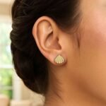 Women 10K Gold Seashell Stud Earrings