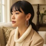 Women 10k White Gold Large Thin 50mm Hoop Earrings 2mm Thckness