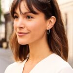 Women 10k White Gold Thin Classic Hoop Earrings 25 mm x 1.5mm