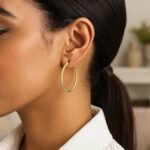 Women 10k Yellow Gold Hoop Earrings 3mm x 30mm