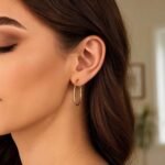 Women 10k Yellow Gold Thin 30mm Hoop Earrings