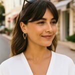 Women 14K Yellow Gold Diamond Shaped Hoop Earrings