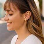 Women 14k Yellow Gold Simple Small Cross Stud Earrings