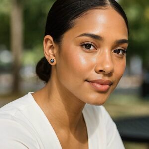 Women Cultured 6mm Black Pearl Stud Earrings 14k Yellow Gold