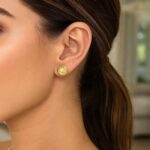 Women Diamond Cut Puffy Round Stud Earrings 14K Gold 11mm Women Diamond Cut Puffy Round Stud Earrings 14K Gold 11mm