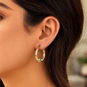 Women's 10k Yellow Gold X Motif Hoop Earrings