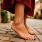 Women's 14k White Gold Cubic Zirconia Station Ankle Bracelet
